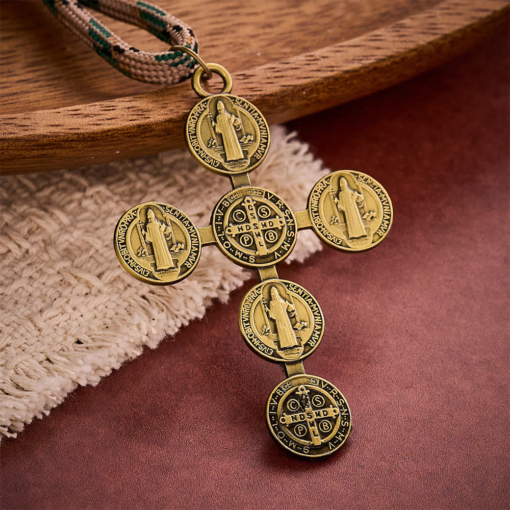 SolaceBeads Gunmetal Beads Pocket Rosary With St. Benedict Medal &amp; Cross: Protection in Woven Cord - image 4