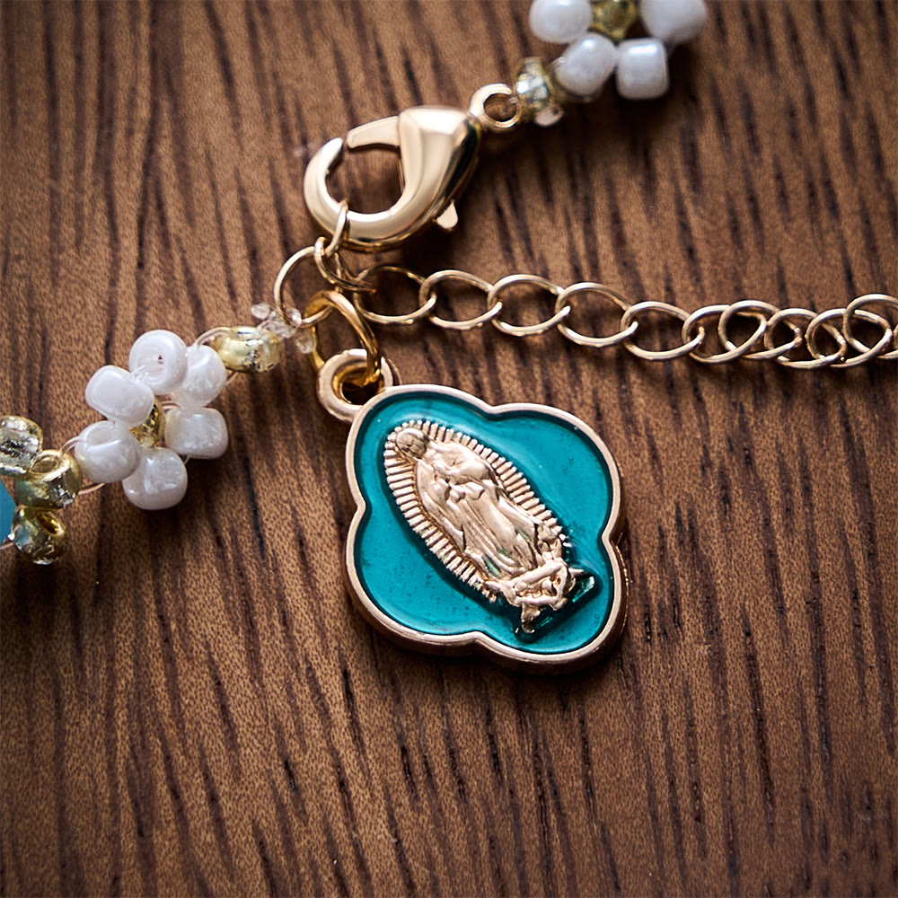 SolaceBeads Beaded Flower Our Lady of Guadalupe Bracelet: Gentle Hope, Heavenly Grace - image 6