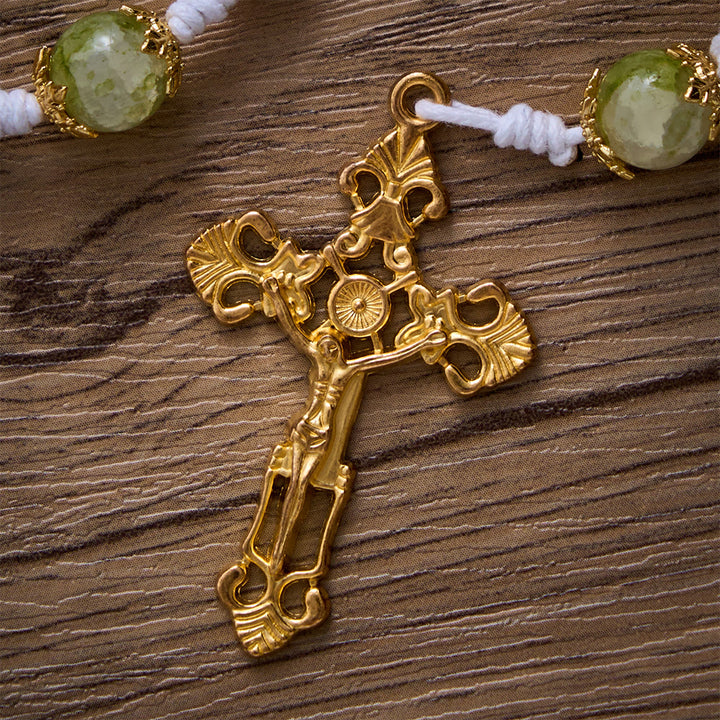 SolaceBeads Natural Wood &amp; Green Glass Miraculous Medal Wood Rosary: Serene Peace &amp; Faith - image 7