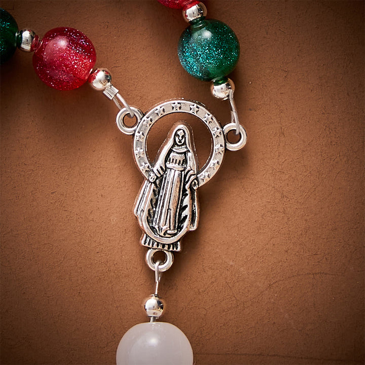 SolaceBeads Christmas Beads &amp; Glass Virgin Mary Artistic Rosary: Joyous Festive Blessings - image 5