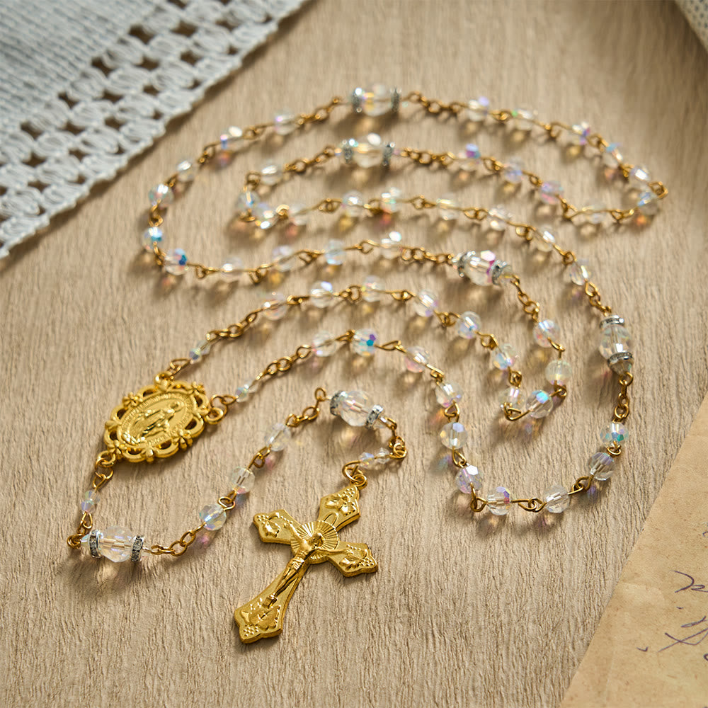 SolaceBeads AB Crystal Beads Miraculous Medal Crystal Rosary: Radiant Grace, Heavenly Light - image 7