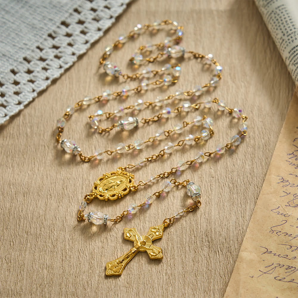 SolaceBeads AB Crystal Beads Miraculous Medal Crystal Rosary: Radiant Grace, Heavenly Light - image 7