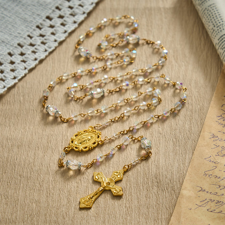 SolaceBeads AB Crystal Beads Miraculous Medal Crystal Rosary: Radiant Grace, Heavenly Light - image 7