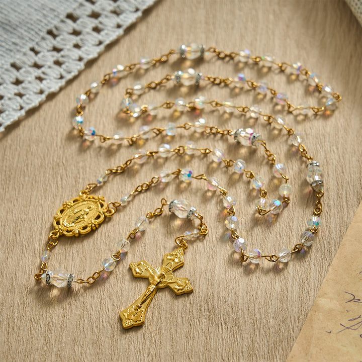 SolaceBeads AB Crystal Beads Miraculous Medal Crystal Rosary: Radiant Grace, Heavenly Light - image 6
