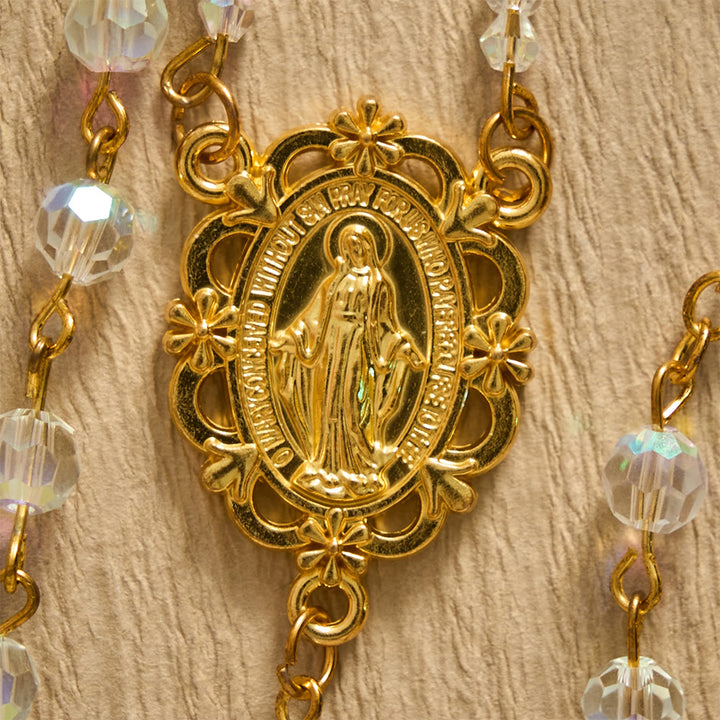SolaceBeads AB Crystal Beads Miraculous Medal Crystal Rosary: Radiant Grace, Heavenly Light - image 4