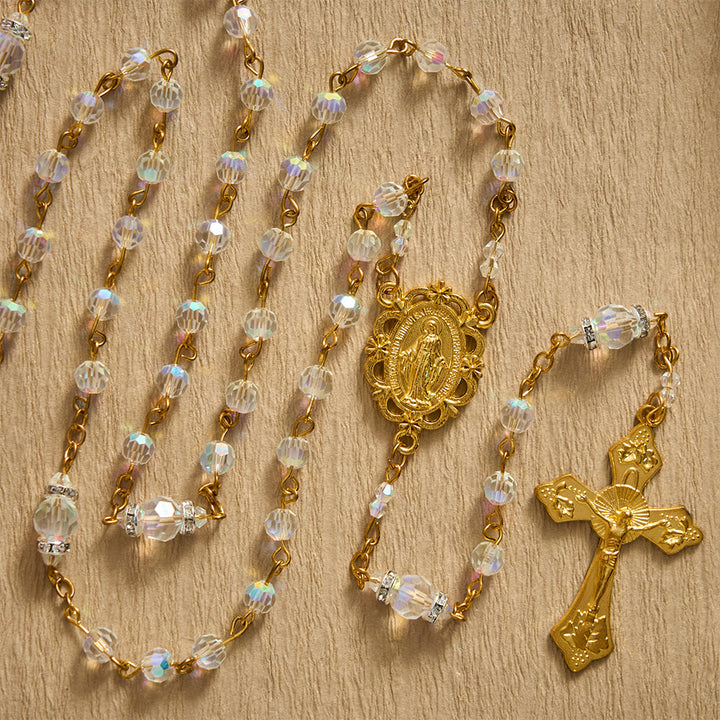 SolaceBeads AB Crystal Beads Miraculous Medal Crystal Rosary: Radiant Grace, Heavenly Light - image 1