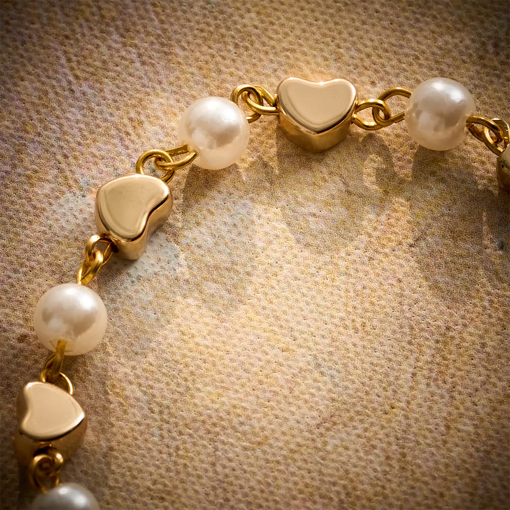 SolaceBeads Pearl &amp; Heart Car Rosary With Guadalupe Medal &amp; Crystal Cross: Faith for Your Vehicle - image 2