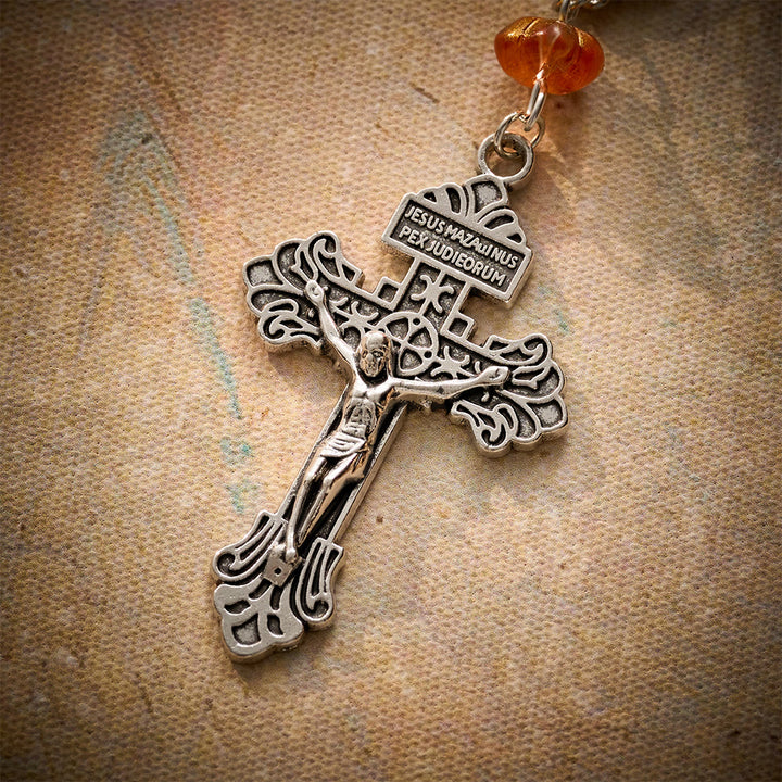 SolaceBeads Orange Pumpkin Car Rosary With Divine Mercy Medal &amp; Crucifix: Autumn Faith for Your Car - image 6