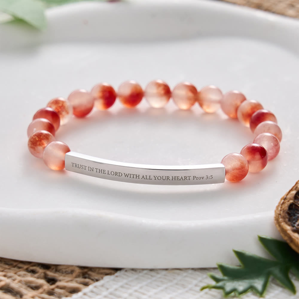 SolaceBeads Orange-Red Bloom AgateBracelet For Her: Trust in the Lord with All Your Heart Prov 3:5 - image 5