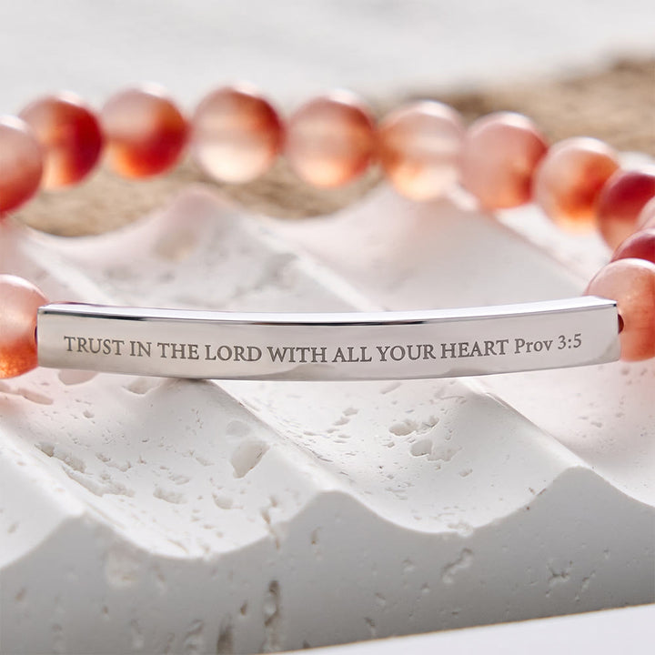 SolaceBeads Orange-Red Bloom AgateBracelet For Her: Trust in the Lord with All Your Heart Prov 3:5 - image 3
