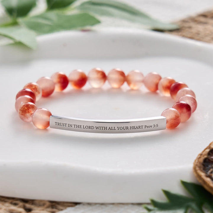 SolaceBeads Orange-Red Bloom AgateBracelet For Her: Trust in the Lord with All Your Heart Prov 3:5 - image 7