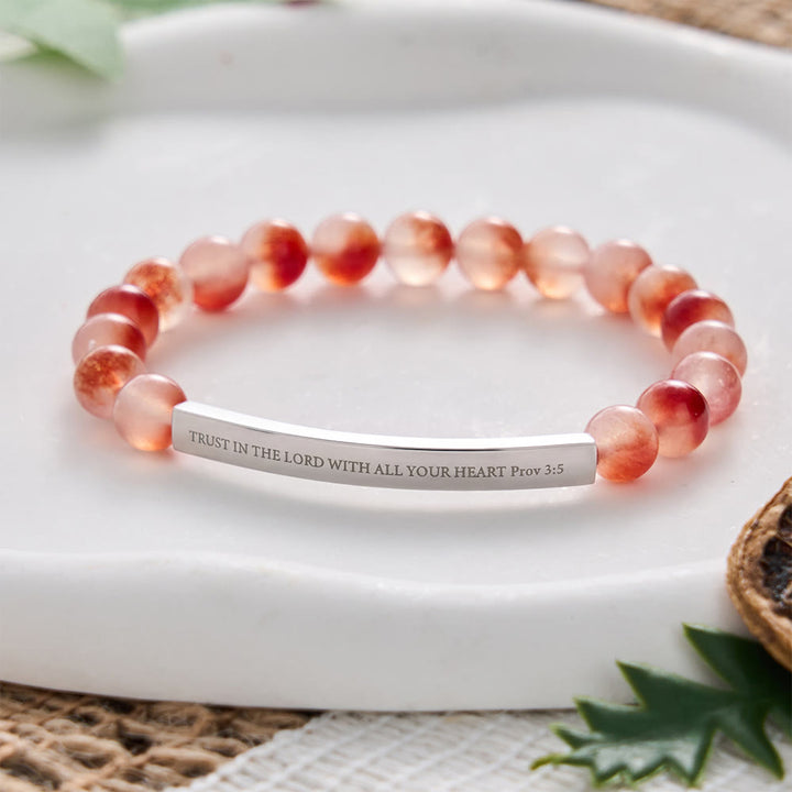 SolaceBeads Orange-Red Bloom AgateBracelet For Her: Trust in the Lord with All Your Heart Prov 3:5 - image 6