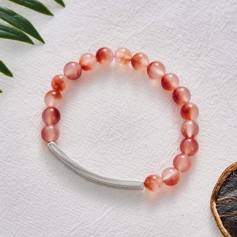 SolaceBeads Orange-Red Bloom AgateBracelet For Her: Trust in the Lord with All Your Heart Prov 3:5 - image 4