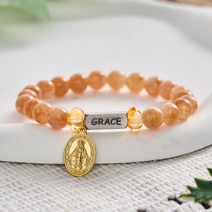 SolaceBeads Yellow Quartz &amp; Amber-Orange Pumpkin Bracelet: Grace &amp; Thanksgiving Blessing - image 5