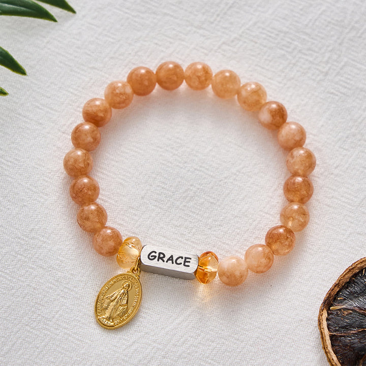 SolaceBeads Yellow Quartz &amp; Amber-Orange Pumpkin Bracelet: Grace &amp; Thanksgiving Blessing - image 6