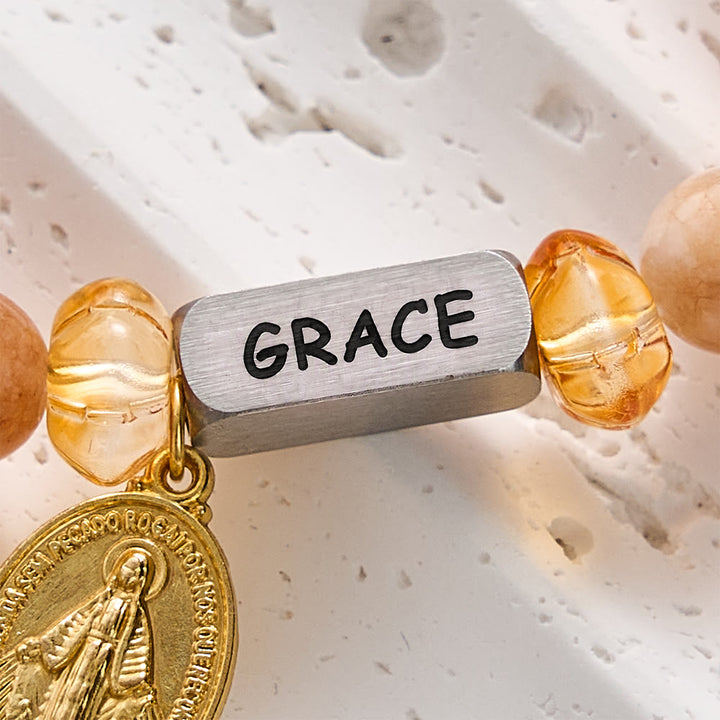 SolaceBeads Yellow Quartz &amp; Amber-Orange Pumpkin Bracelet: Grace &amp; Thanksgiving Blessing - image 2