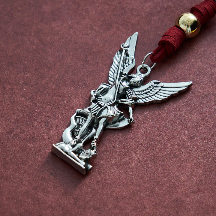 SolaceBeads Suede Leather Cord Archangel Saint Michael Car Pendant: Heavenly Protection, Safe Journey - image 5