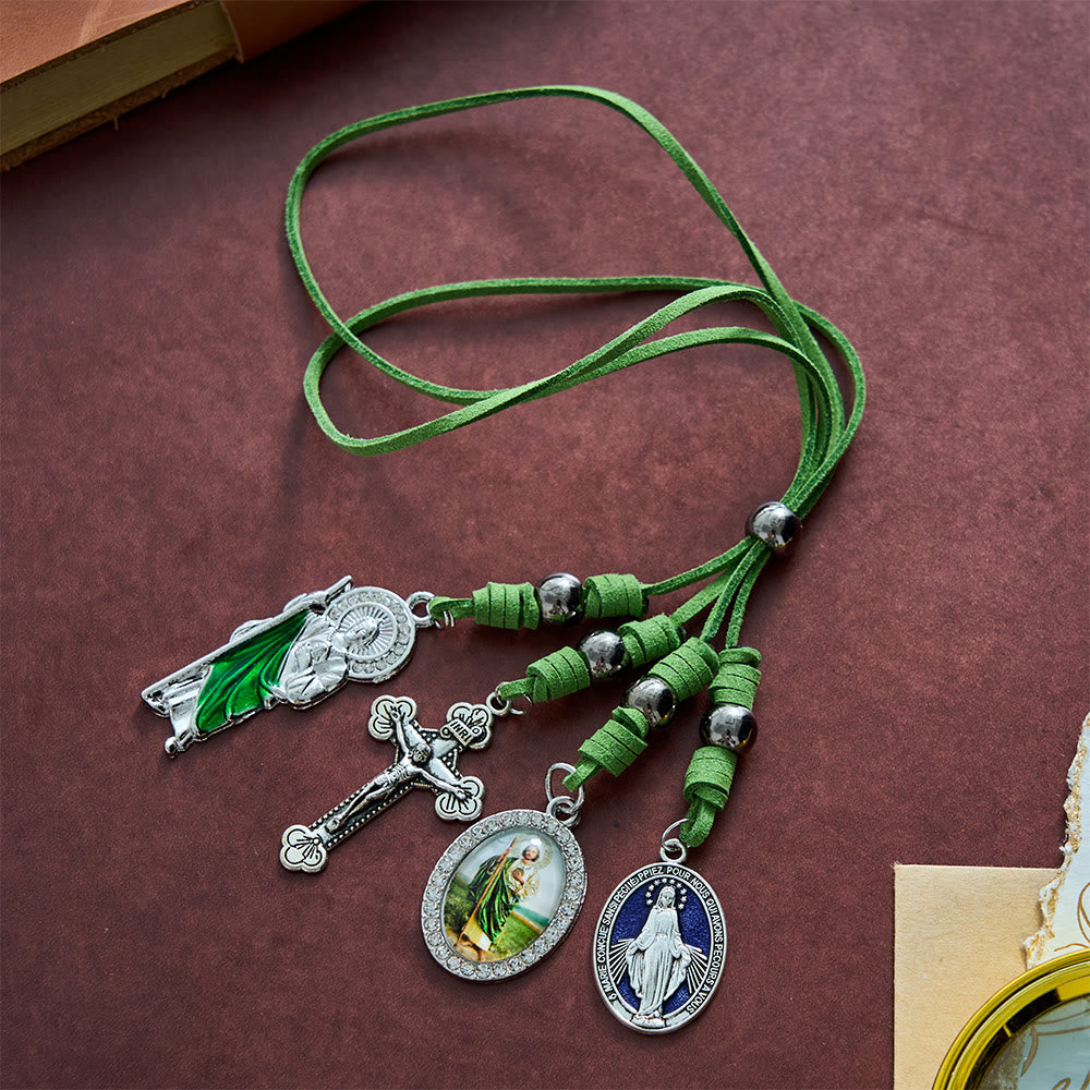 SolaceBeads St. Jude Car Pendant: Green Cord Hanging Charm - Faith Gift for Vehicle Interior - image 7