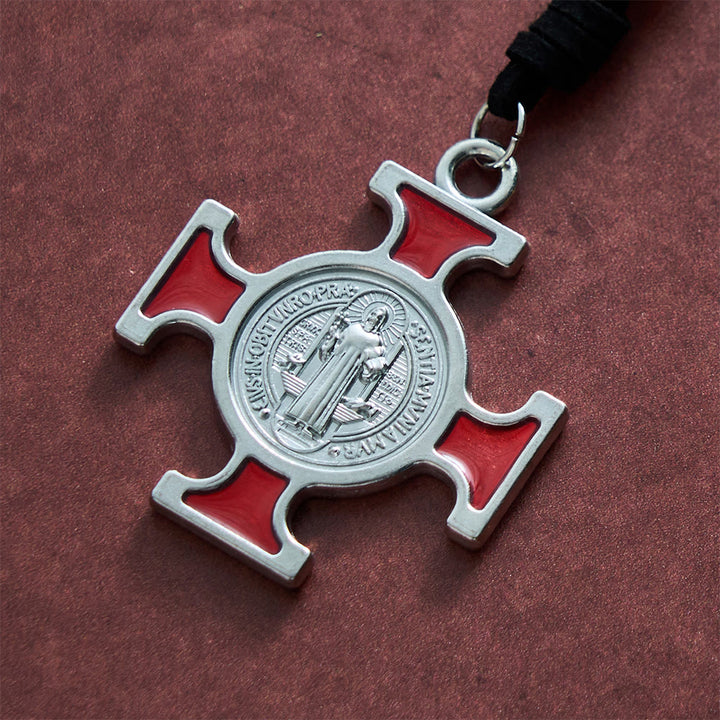 SolaceBeads Suede Cord St. Benedict Key &amp; Cross Car Pendant: Divine Shield, Safe Travels - image 6