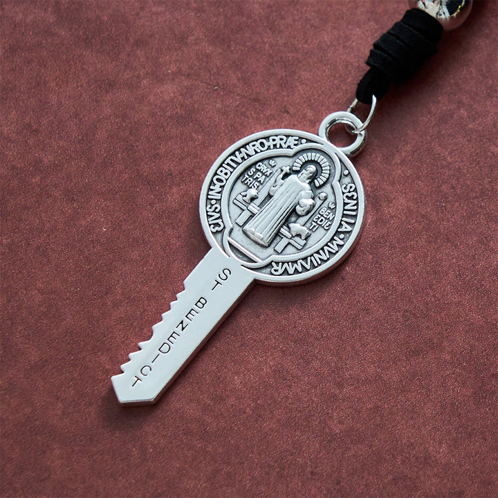 SolaceBeads Suede Cord St. Benedict Key &amp; Cross Car Pendant: Divine Shield, Safe Travels - image 8
