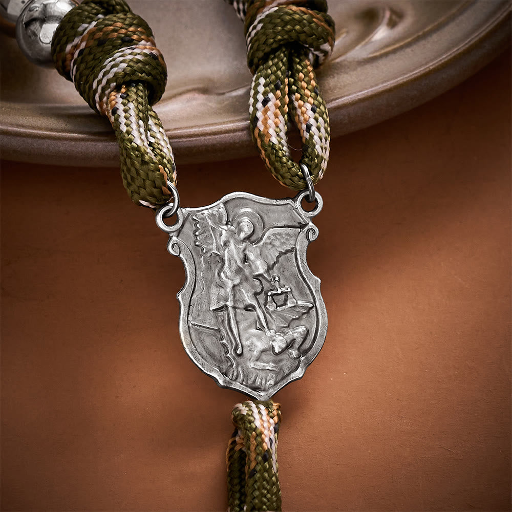 SolaceBeads Silver Beads Artistic Rosary With Archangel Centerpiece &amp; Crucifix: Timeless Shield - image 3