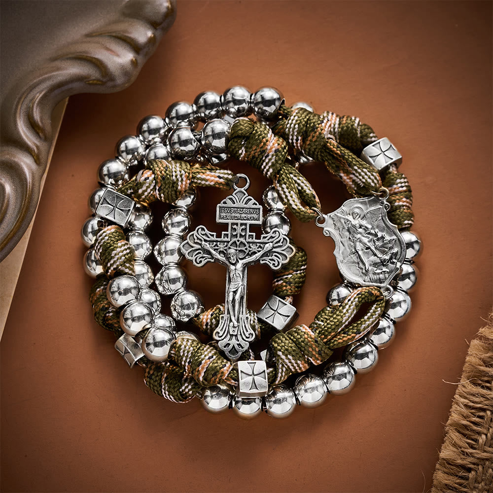 SolaceBeads Silver Beads Artistic Rosary With Archangel Centerpiece &amp; Crucifix: Timeless Shield - image 7
