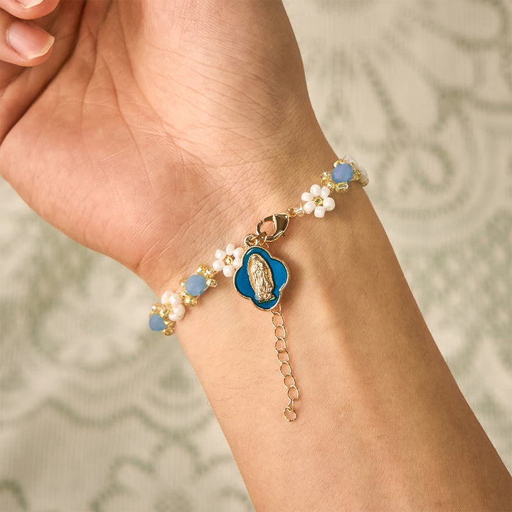 SolaceBeads Beaded Flower Our Lady of Guadalupe Bracelet: Gentle Hope, Heavenly Grace - image 1