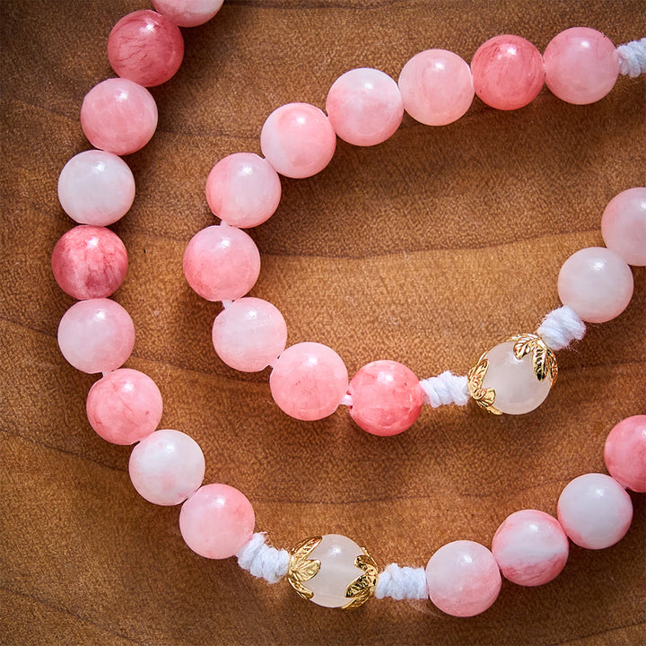 SolaceBeads Persian Jade Stone Rosary With Miraculous Medal &amp; Crucifix: Peace in Soft Pink Hues - image 2