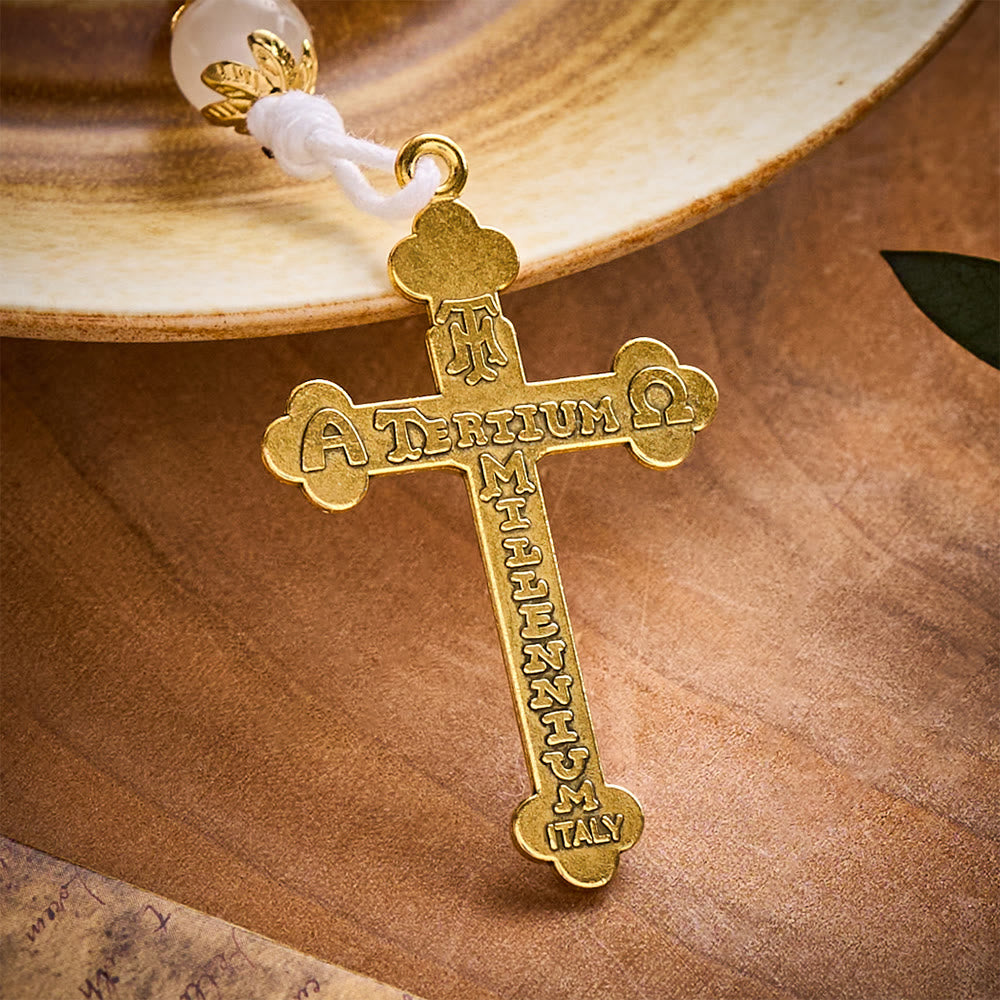 SolaceBeads Persian Jade Stone Rosary With Miraculous Medal &amp; Crucifix: Peace in Soft Pink Hues - image 7