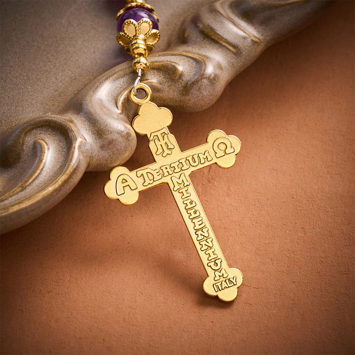 SolaceBeads Purple Cat Eye Artistic Rosary With Miraculous Medal &amp; Crucifix: Peace in Violet Glow - image 4