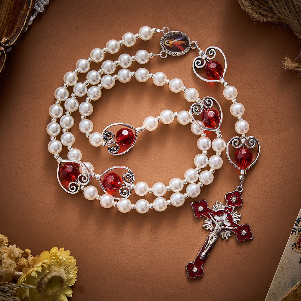 SolaceBeads Pearl &amp; Red Crystal Divine Mercy Rosary: Pure Grace for Prayerful Hearts - image 10