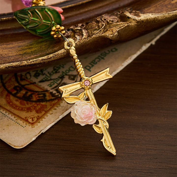 SolaceBeads Purple Green Crackle Glass Rosary With Rose Crucifix: Peace in Floral Glass Sparkle - image 4