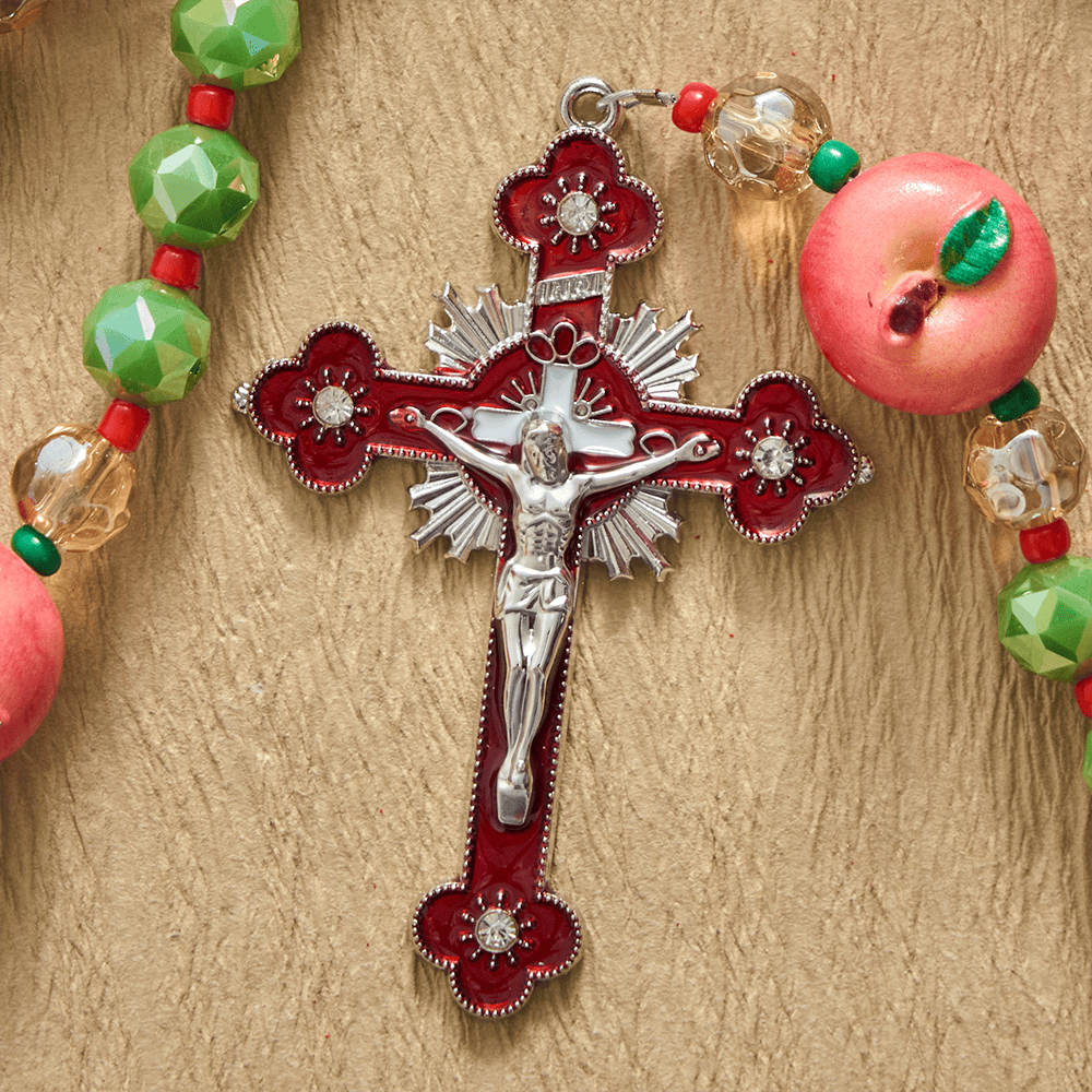 SolaceBeads Olive Green AB Crystal &amp; Apple Christmas Crystal Rosary: Festive Joy for Silent Night - image 9