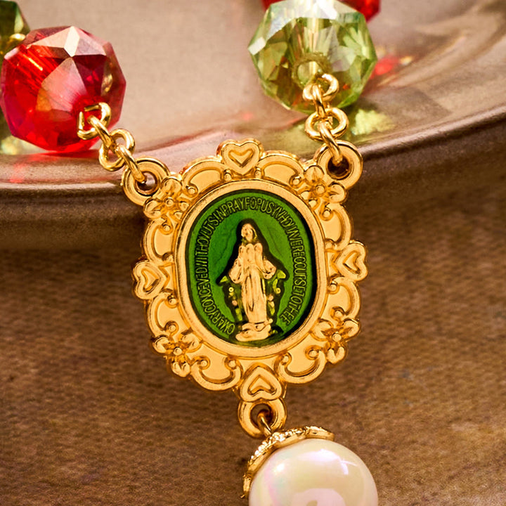 SolaceBeads Red &amp; Green Crystal Pocket Rosary With Christmas Tree Charm: Joy in Holiday Sparkle - image 3