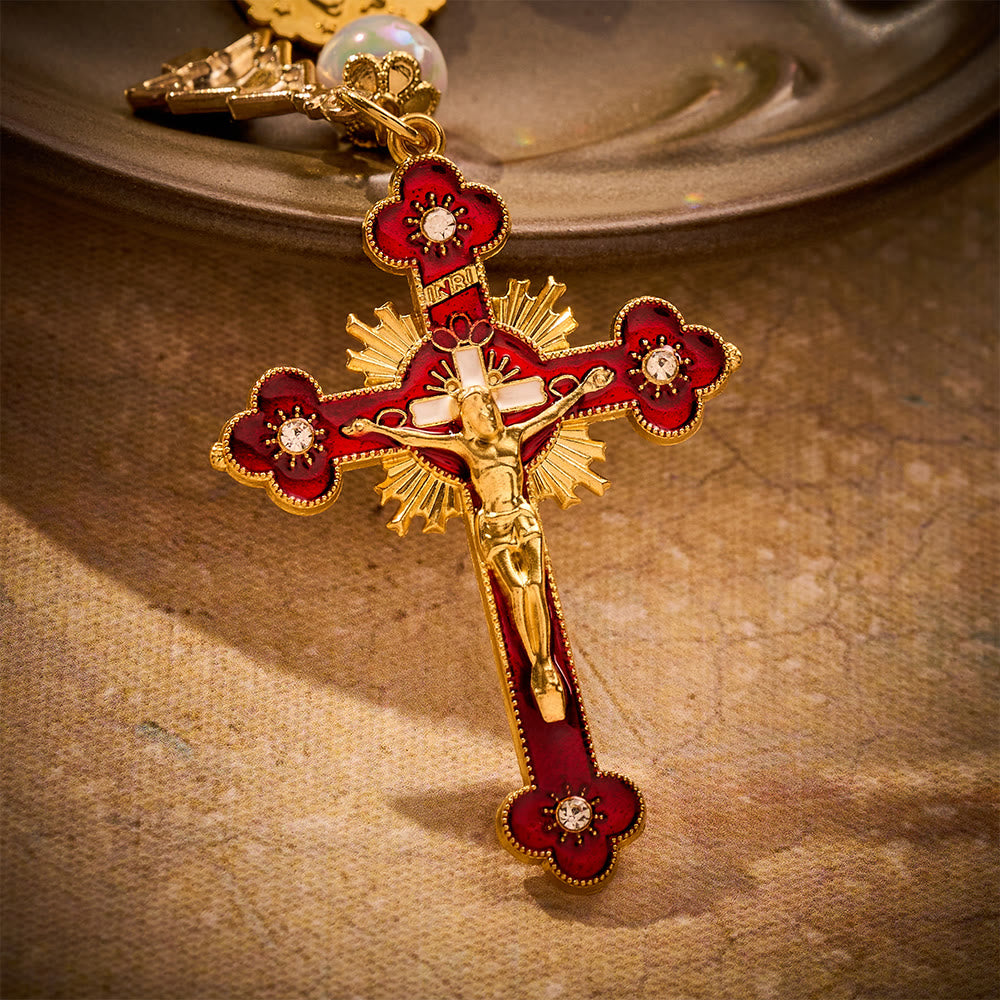 SolaceBeads Red &amp; Green Crystal Pocket Rosary With Christmas Tree Charm: Joy in Holiday Sparkle - image 5
