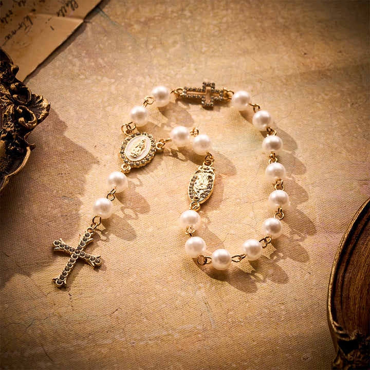 SolaceBeads White Pearl Our Lady of Guadalupe Pocket Rosary: Constant Protection in Motion - image 2