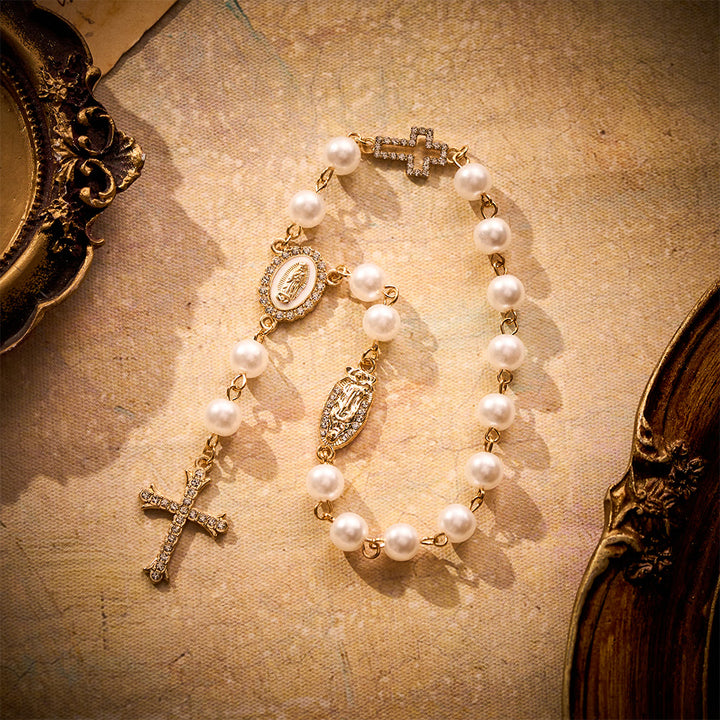 SolaceBeads White Pearl Our Lady of Guadalupe Pocket Rosary: Constant Protection in Motion - image 3