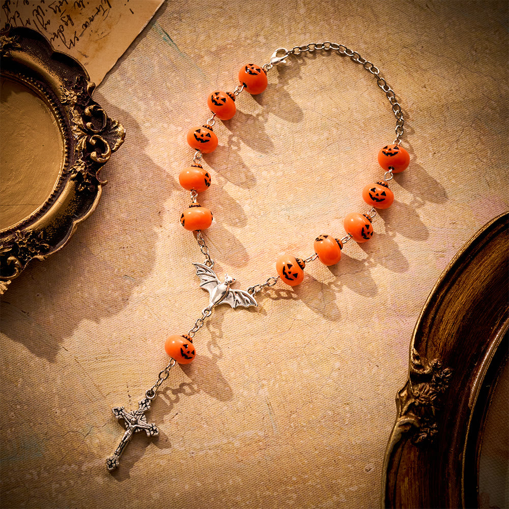 SolaceBeads Halloween Pumpkin Car Rosary With Bat Center &amp; Crucifix: Joy in Spooky Season Charm - image 6