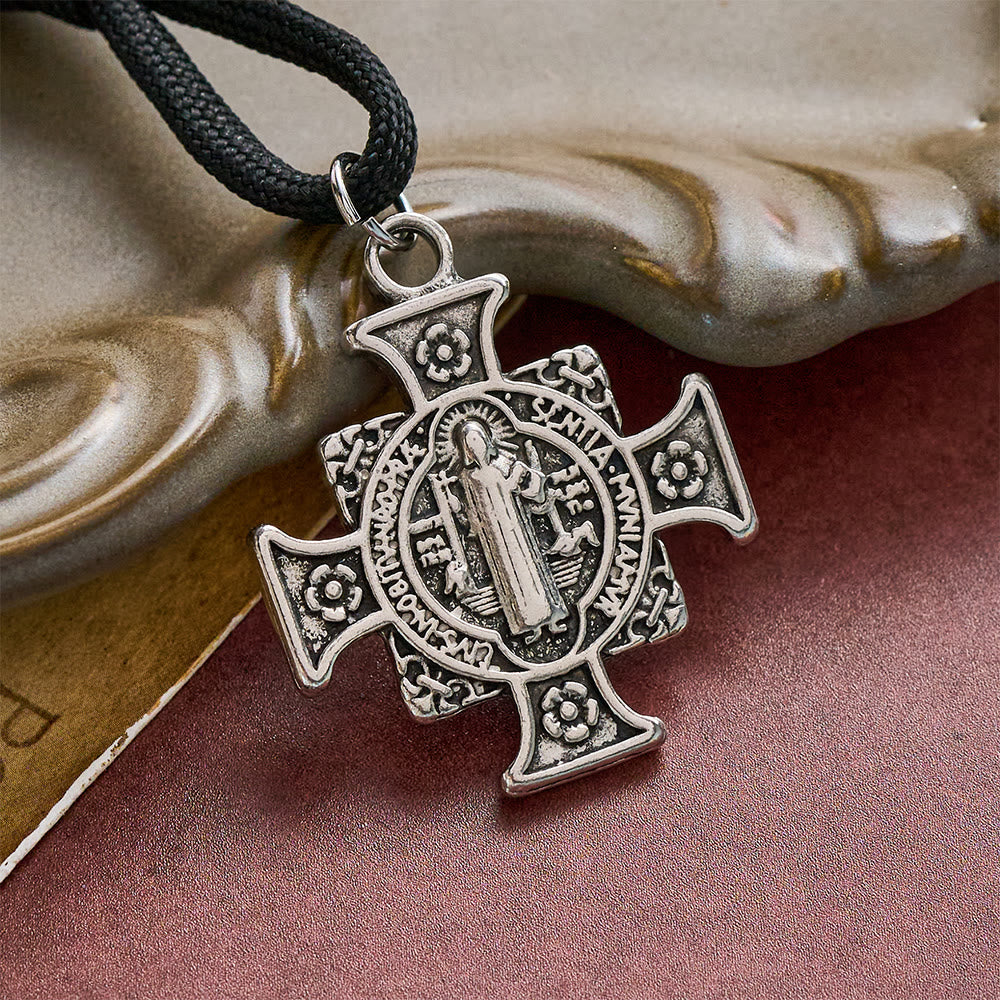SolaceBeads Gunmetal Beads Four-Way Crucifix &amp; St. Benedict Pocket Rosary: Steadfast Protection - image 6