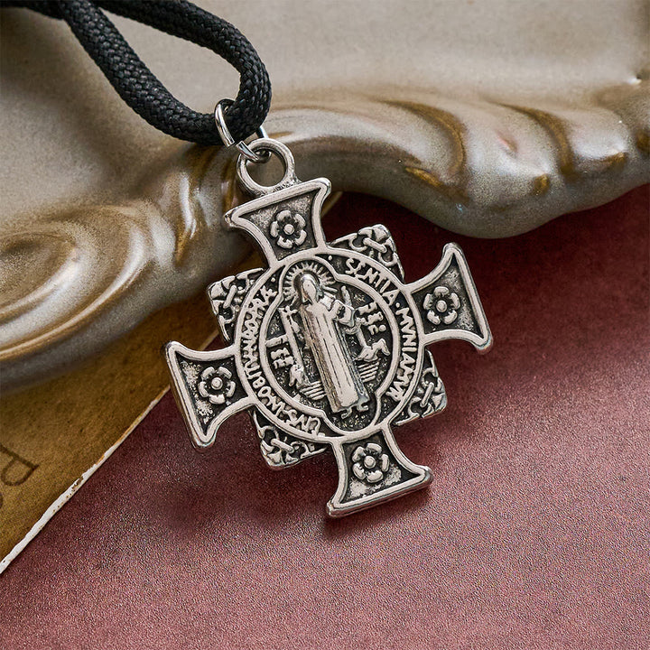 SolaceBeads Gunmetal Beads Four-Way Crucifix &amp; St. Benedict Pocket Rosary: Steadfast Protection - image 6