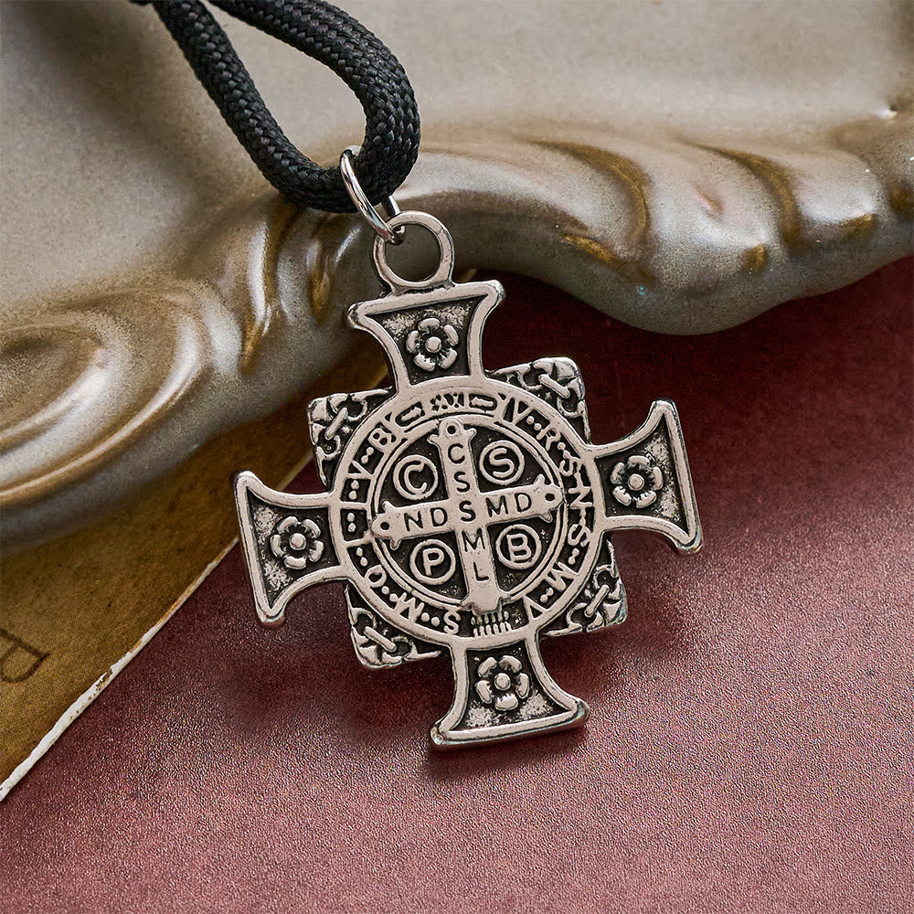 SolaceBeads Gunmetal Beads Four-Way Crucifix &amp; St. Benedict Pocket Rosary: Steadfast Protection - image 5