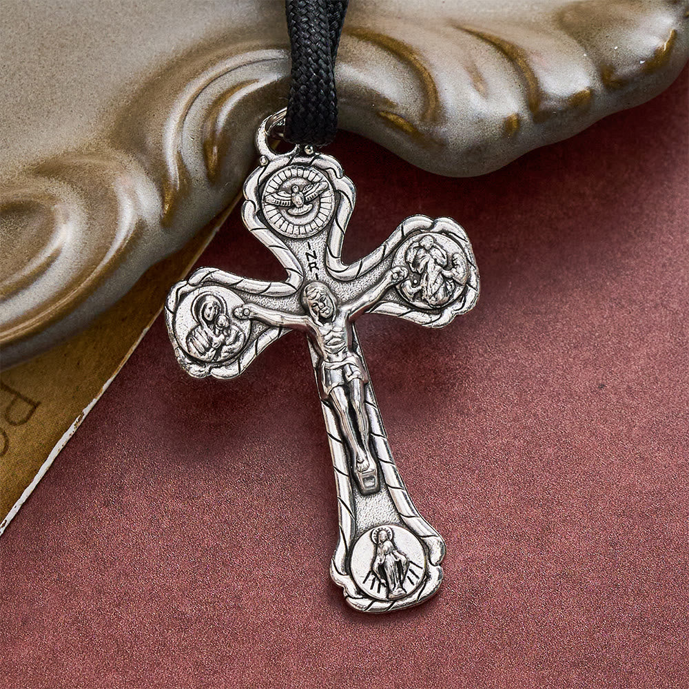 SolaceBeads Gunmetal Beads Four-Way Crucifix &amp; St. Benedict Pocket Rosary: Steadfast Protection - image 7