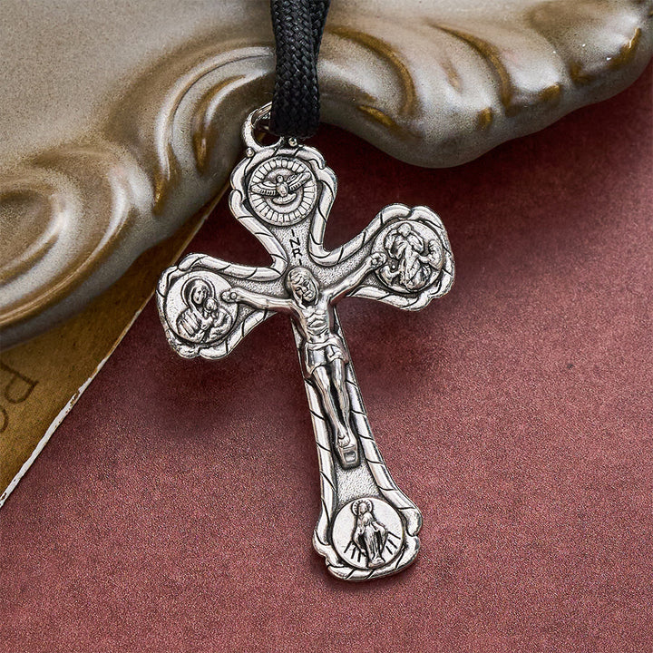 SolaceBeads Gunmetal Beads Four-Way Crucifix &amp; St. Benedict Pocket Rosary: Steadfast Protection - image 7