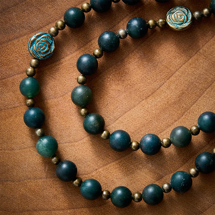 SolaceBeads Matte Moss Agate &amp; Carved Rose Beads Virgin Mary Rosary: Quiet Grace, Divine Light - image 6
