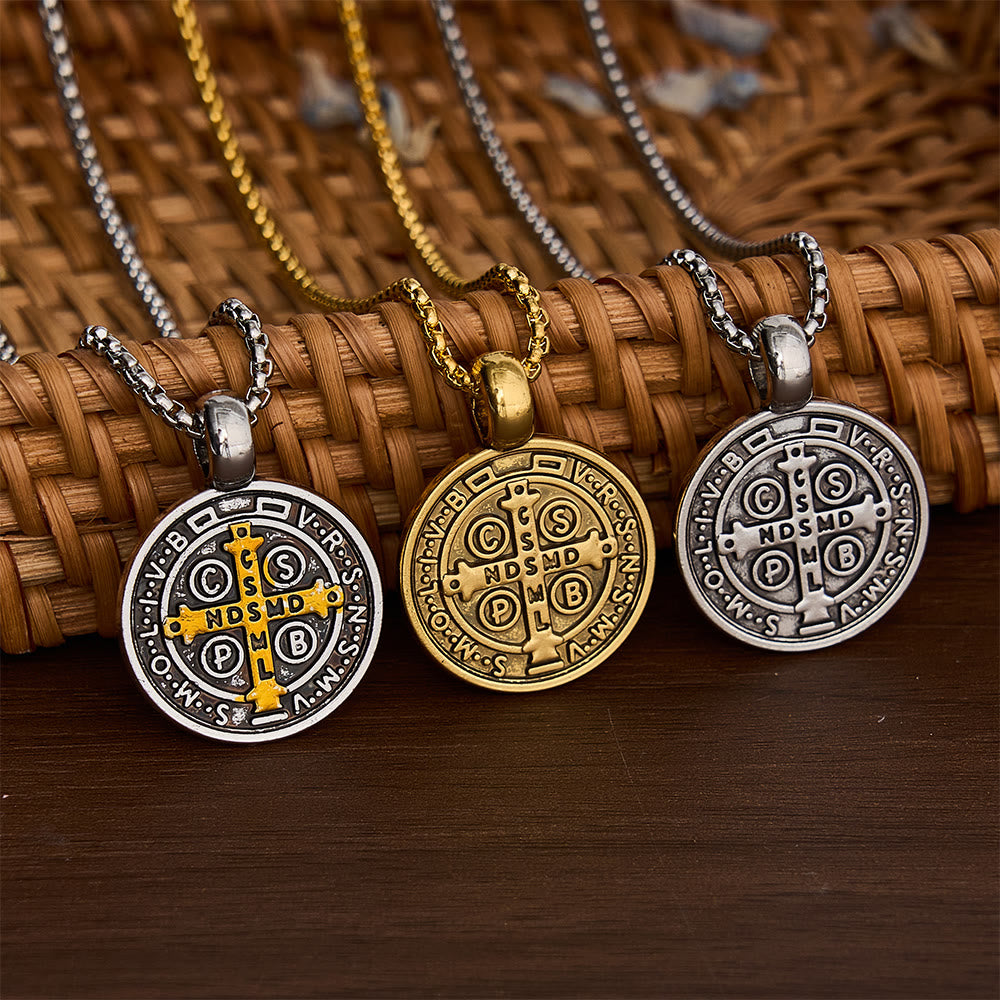 SolaceBeads St. Benedict Medal Pendant Necklace: Peace in Timeless Protection Symbol - Gift For Him - image 0