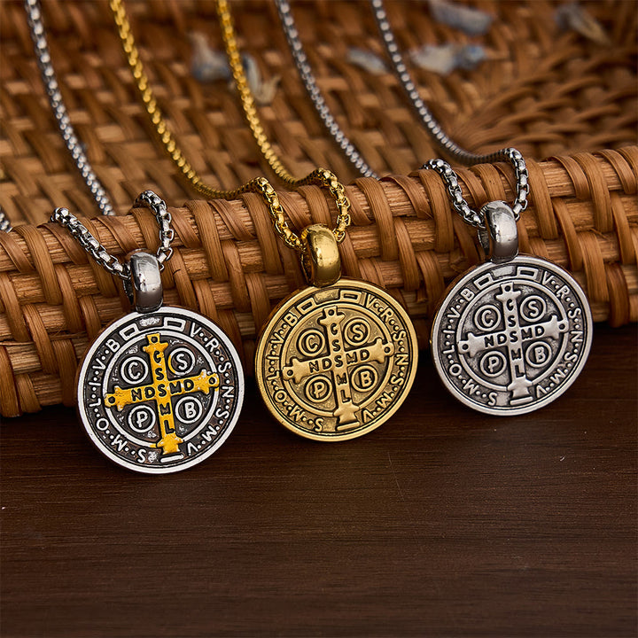 SolaceBeads St. Benedict Medal Pendant Necklace: Peace in Timeless Protection Symbol - Gift For Him - image 0