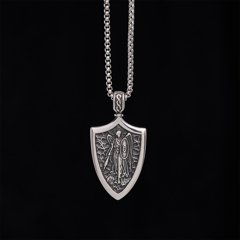 SolaceBeads Stainless Steel Archangel Saint Michael Shield Necklace: Courage, Divine Protection - image 6