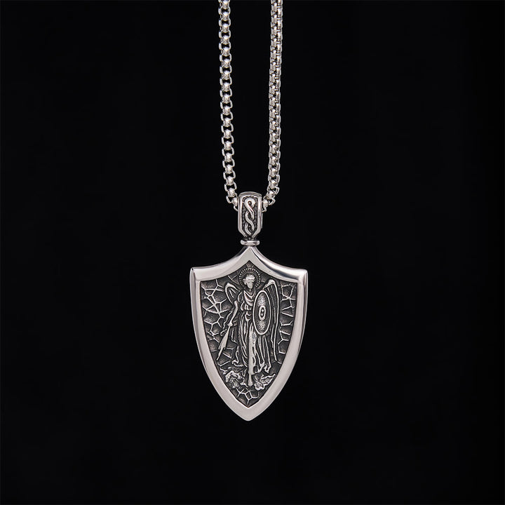 SolaceBeads Stainless Steel Archangel Saint Michael Shield Necklace: Courage, Divine Protection - image 6