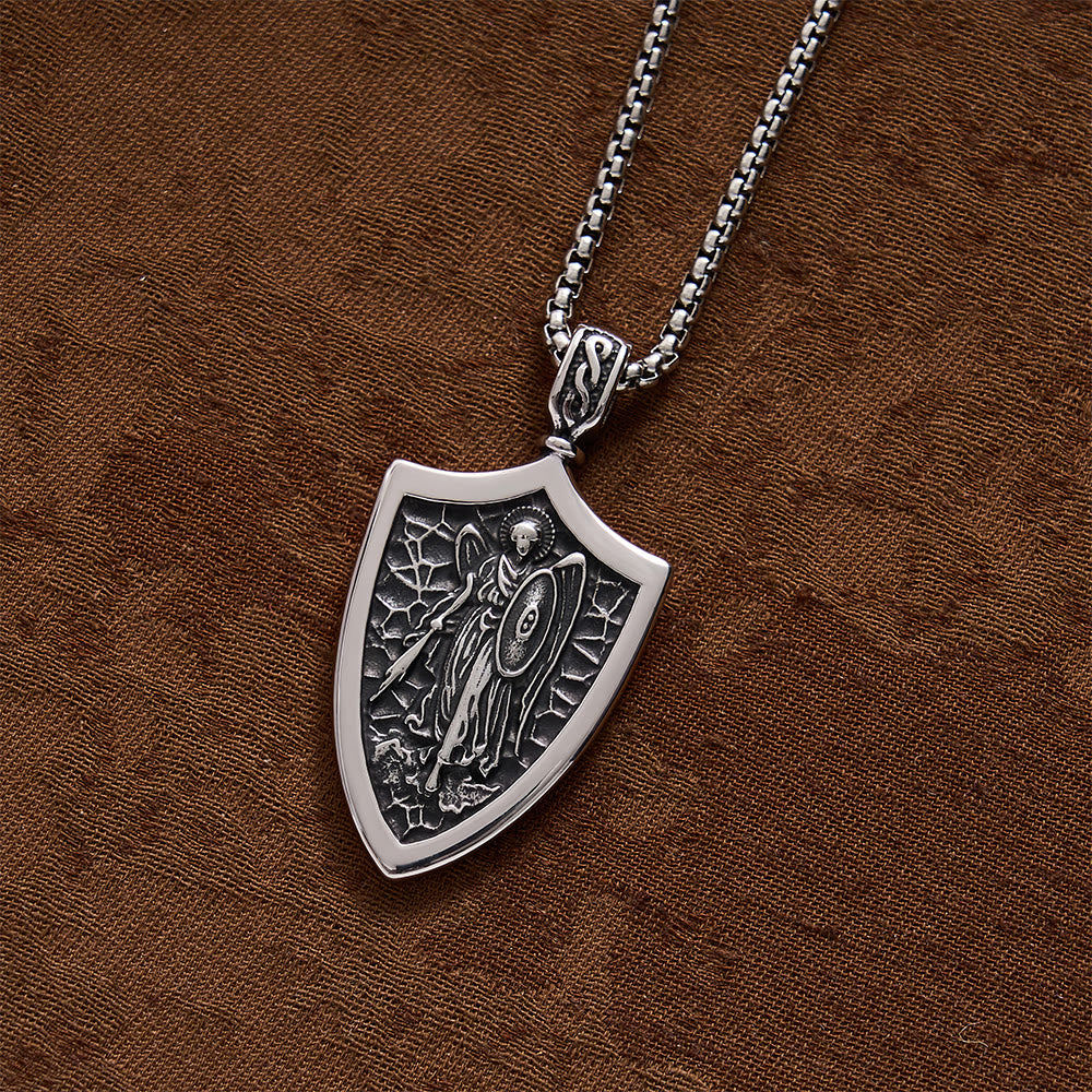 SolaceBeads Stainless Steel Archangel Saint Michael Shield Necklace: Courage, Divine Protection - image 4