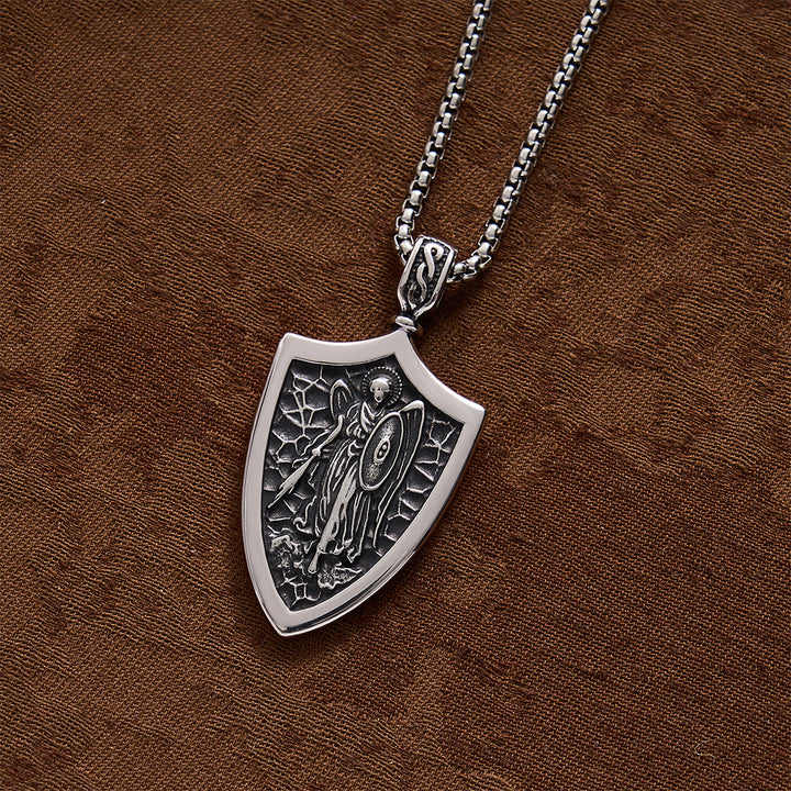 SolaceBeads Stainless Steel Archangel Saint Michael Shield Necklace: Courage, Divine Protection - image 4